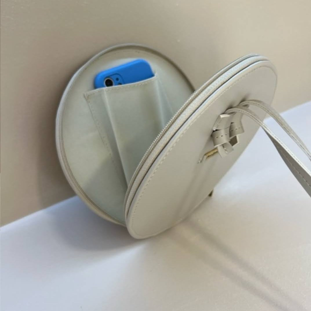 Round Cross Body Bag, Beige