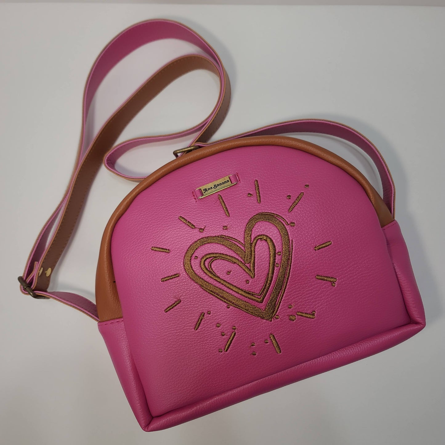 Hands-Free Embroidered Bag, Pink