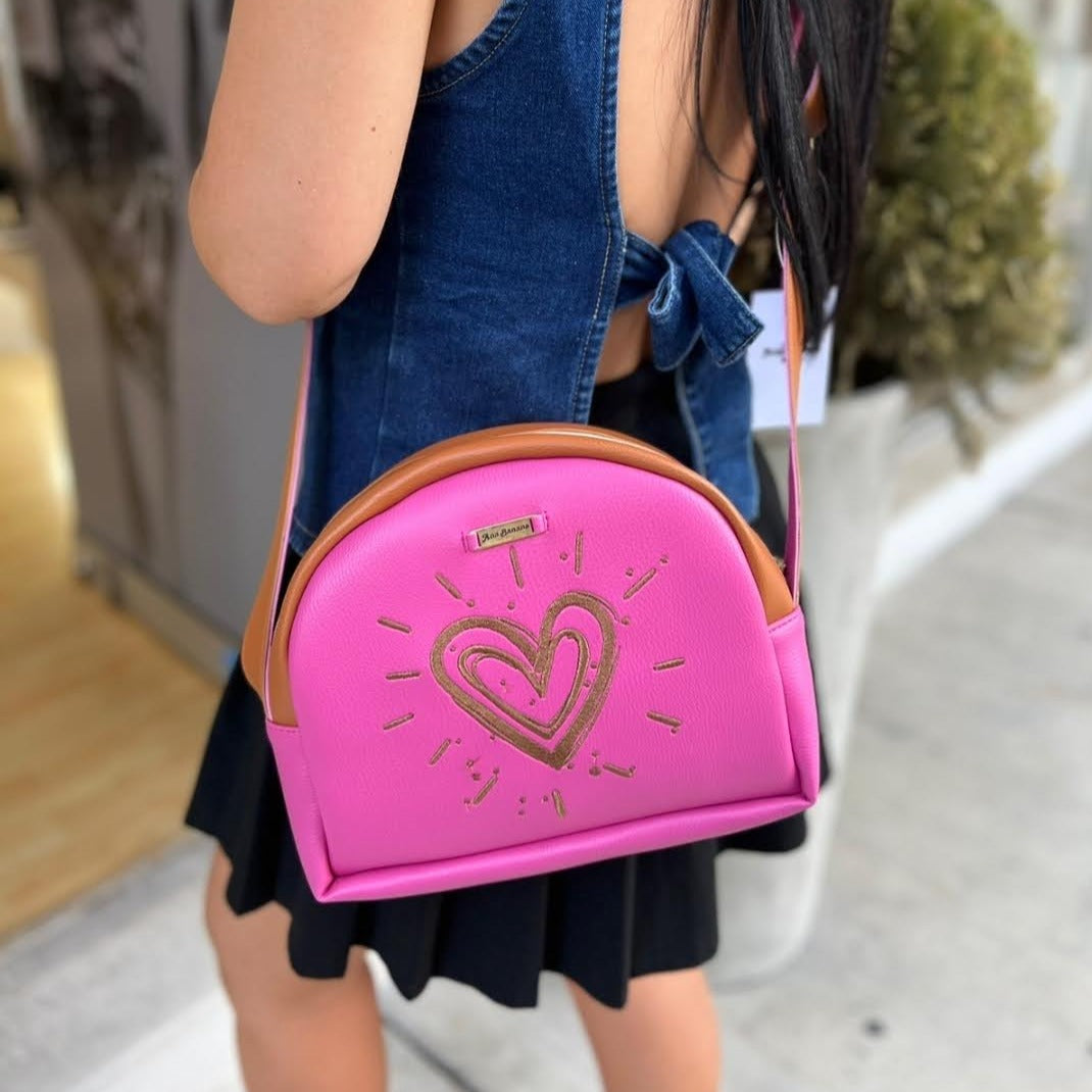 Hands-Free Embroidered Bag, Pink