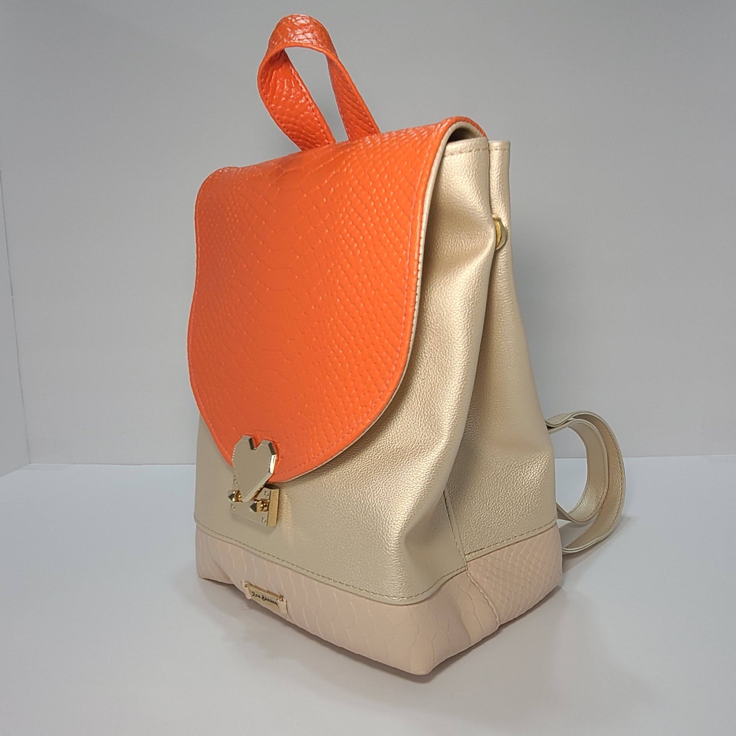 Heart - Backpack Purse, Gold