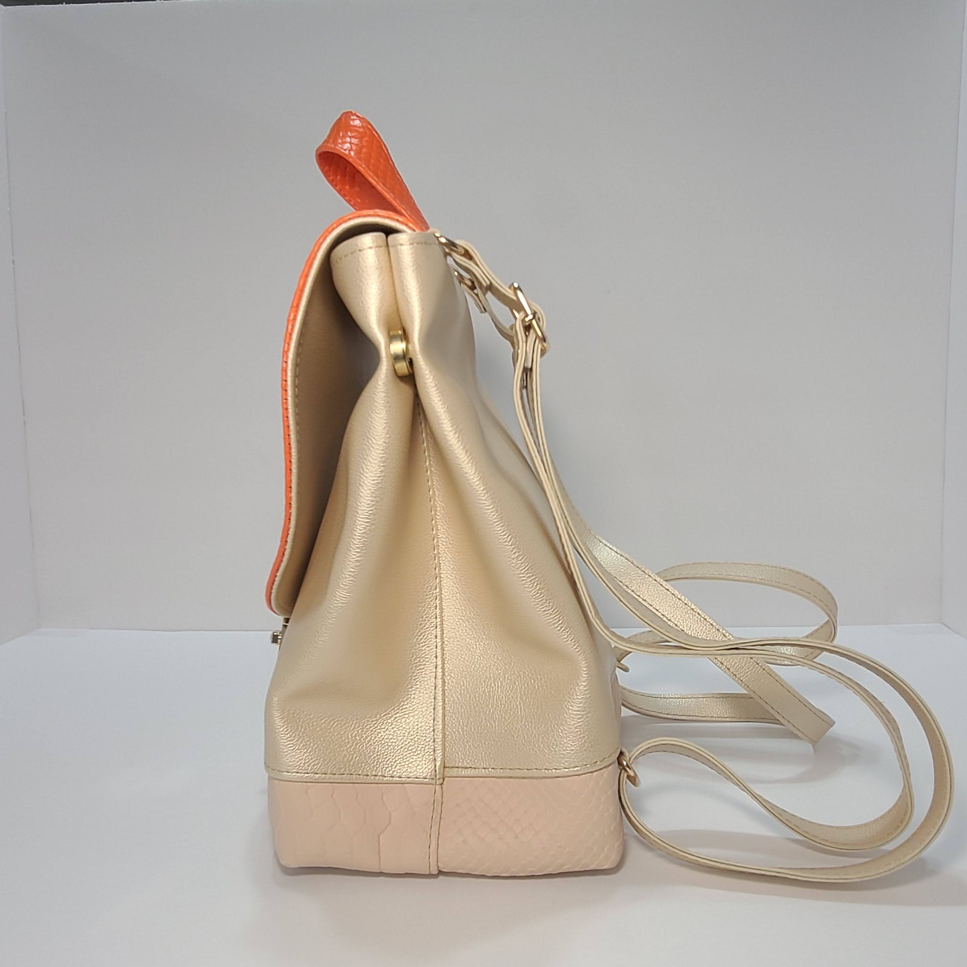 coach cream canvas and black leather backpack Heart
