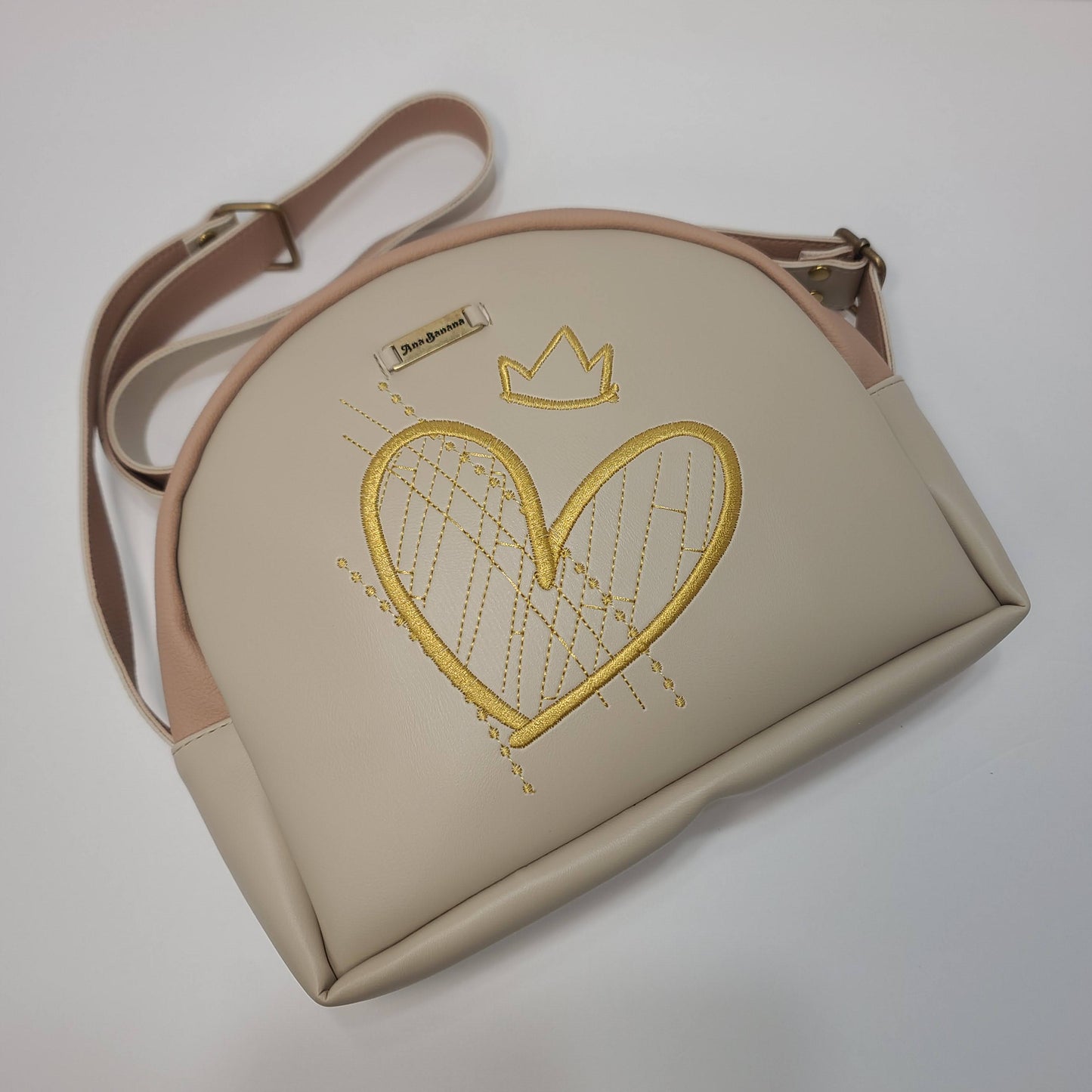 Hands-Free Embroidered Bag, Nude